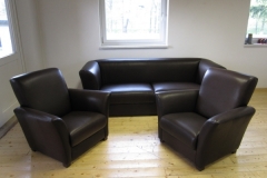 Neubezug eines Sofa mit 2 Sesseln, Bezug: naturbelassenes Anilinleder